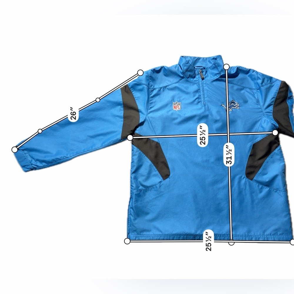 Detroit Lions Reebok XL NFL Windbreaker Jacket Blue On Field Vintage Mens - Picture 7 of 8